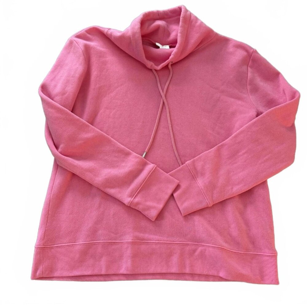 J.CREW Cowl Neck Crop Sweatshirt. Bright Pink SZ S Super SOFT Lightweight Preppy